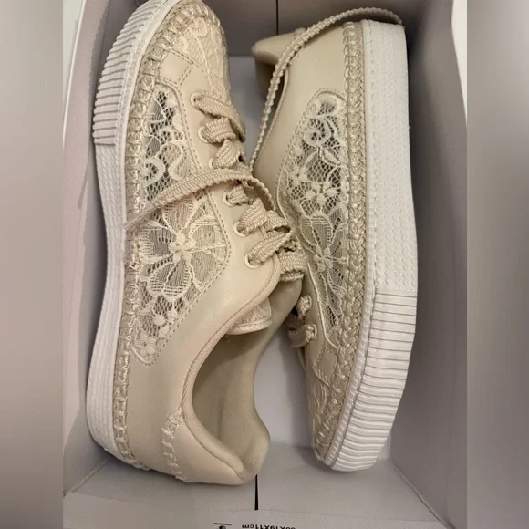 Marc Fisher Cream Lace Sneakers - Picture 1 of 4